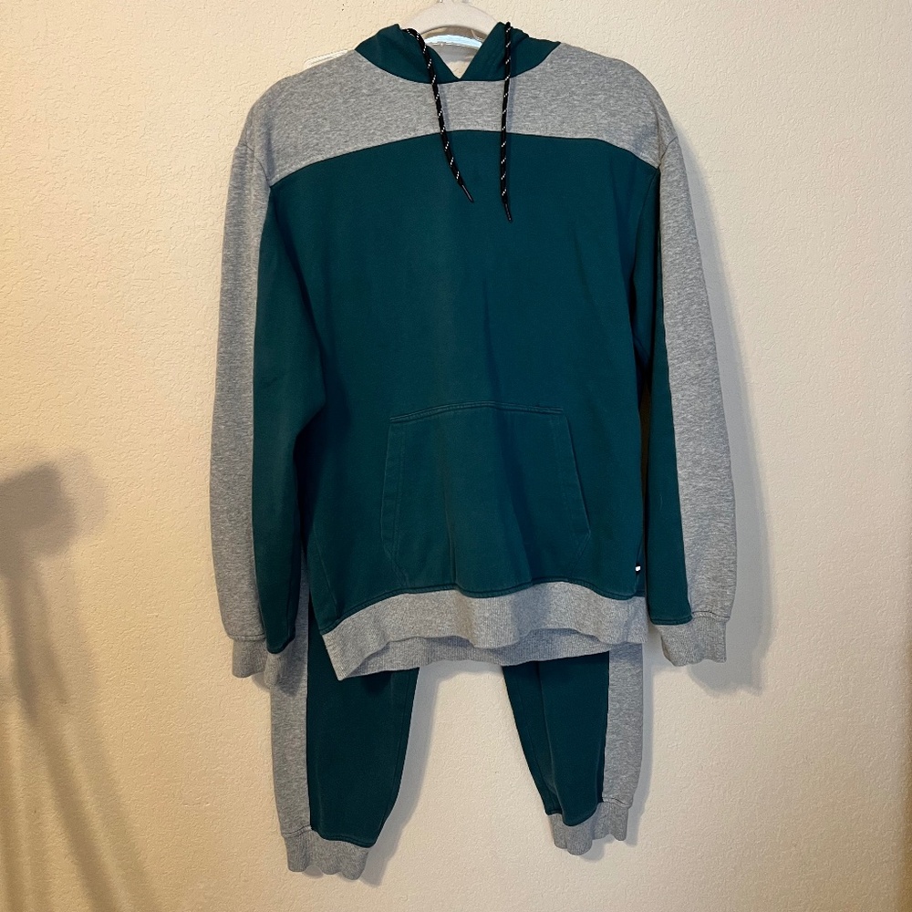 Edgar & Ash Matching Sweatshirt & Jogger Sweatpant Set Green/Gray S/M